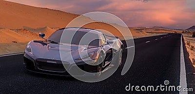 A super electric Rimac C 2 car from a Croatian manufacture Editorial Stock Photo