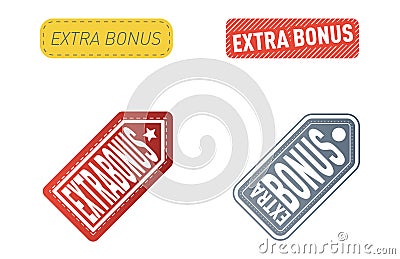 Super extra bonus banners text in color drawn labels, business shopping concept vector internet promotion shopping Vector Illustration