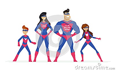 Super family - cartoon people characters colorful illustration Vector Illustration