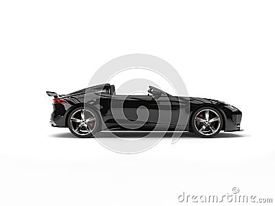 Super fast modern black convertible sports car - side view Stock Photo