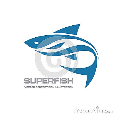 Super fish - vector logo template concept illustration. Shark abstract sign. Design element Vector Illustration