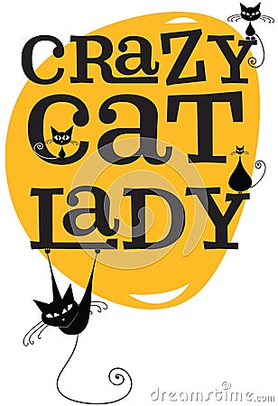 Crazy Cat Lady Vector Illustration