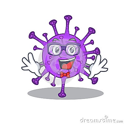 Super Funny Geek bovine coronavirus cartoon character design Vector Illustration