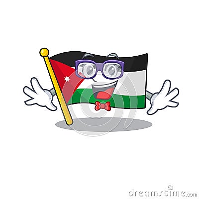 Super Funny Geek smart flag jordan mascot cartoon style Vector Illustration