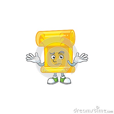 Super Funny Grinning chinese gold scroll mascot cartoon style Vector Illustration