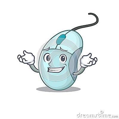 Super Funny Grinning computer mouse mascot cartoon style Vector Illustration