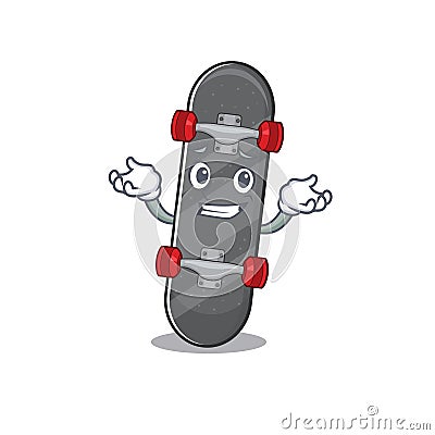 Super Funny Grinning skateboard mascot cartoon style Vector Illustration