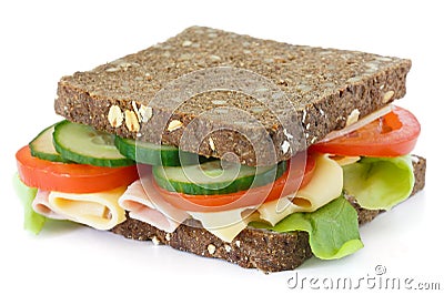 Super healthy salad , cheese and ham sandwich Stock Photo