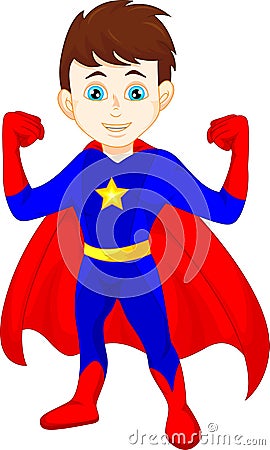 Super hero boy posing Vector Illustration