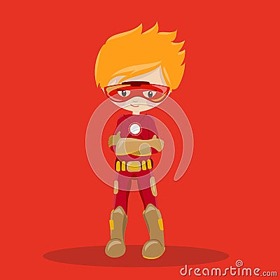 Super Hero Boy Red Ironman 15 Vector Illustration