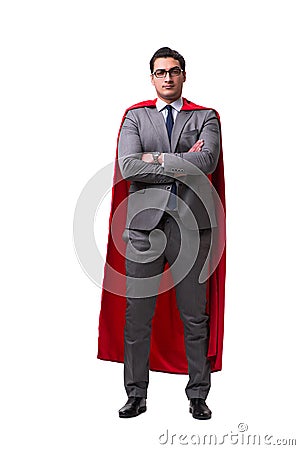 The super hero businessman isolated on white Stock Photo