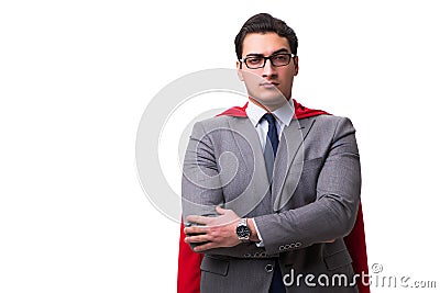 The super hero businessman isolated on white Stock Photo