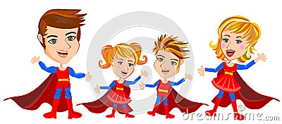 Superhero Family Vector Illustration