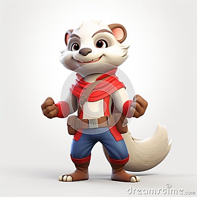 Super Hero Ferret: A Charming Cartoon Character For Tv Games Stock Photo