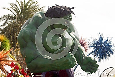 Super hero Hulk in a parade of wagons Editorial Stock Photo