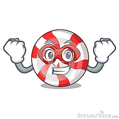 Super hero peppermint candy character cartoon Vector Illustration