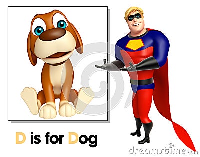 Super hero pointing Dog Cartoon Illustration