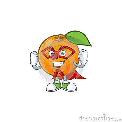 Super hero sweet orange cartoon mascot for juice Vector Illustration