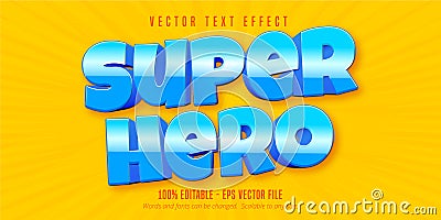 Super hero text, mobile game style editable text effect Vector Illustration