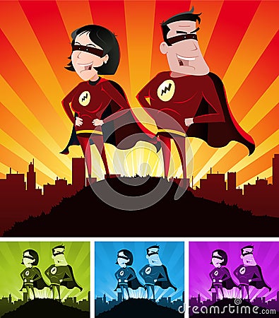 Super Heroes Male And Female Vector Illustration