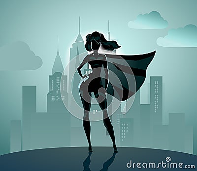 Super Heroine silhouette Vector Illustration