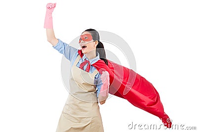 Super housewife achieve winning Stock Photo