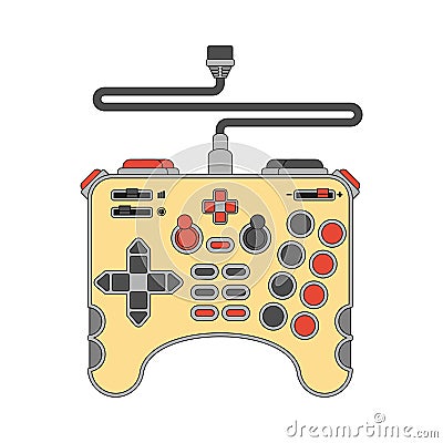 Super Joystick. Meag Gamepad Game console. cheater Video game controller. many buttons Vector Illustration