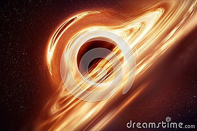 Super Massive Black Hole and Accretion Disk Cartoon Illustration