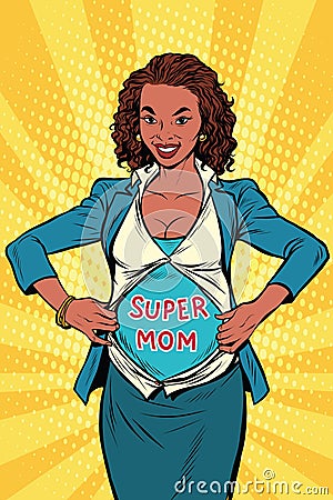 Super mom African businesswoman Vector Illustration