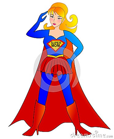 Super Mom Cartoon Illustration