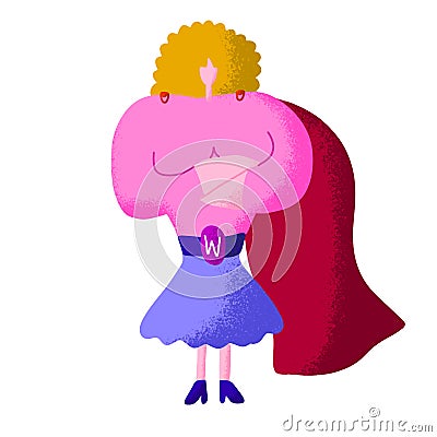 Super Mom Mothers Day cartoon clipart vector strong woman. Feminist symbol superhero Vector Illustration