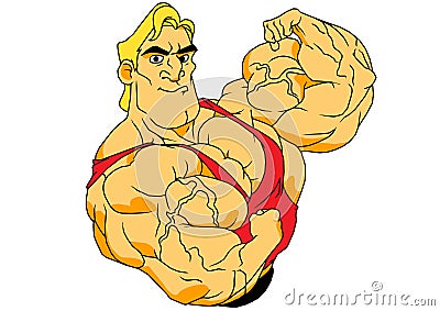 Super muscular bodybuilder Vector Illustration