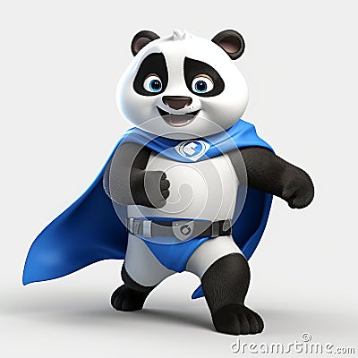 China Panda: A Superhero Cartoon 3d Image In Vray Tracing Style Stock Photo