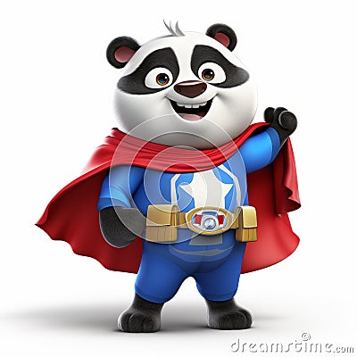 Andy's Superpants: A Highly Detailed Character With Cape And Panda Logo Stock Photo