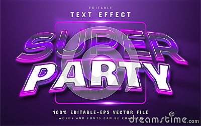 Super party text effect with gradient Vector Illustration