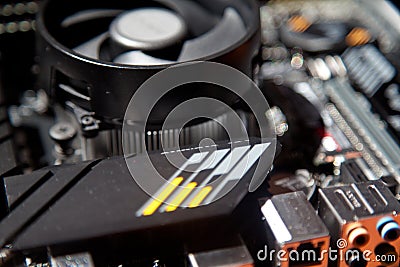Super performance, new generation electronic circuit powerful gaming motherboard for computer Stock Photo