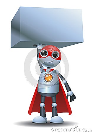 Super power little robot on isolated white background Vector Illustration