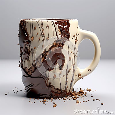 Super Realistic 3d Chocolate Covered Mug With Crisp Outlines Stock Photo