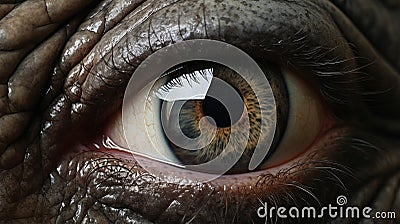 Super Realistic Hippopotamus Eye - Close-up Shots In The Style Of Michal Karcz Stock Photo