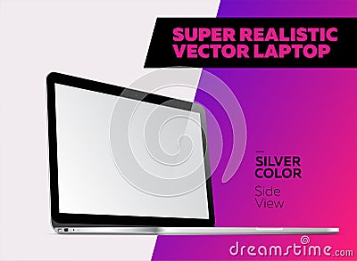 Super Realistic Vector illustration of Aluminum Laptop. Vector Illustration