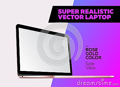 Super Realistic Vector illustration of Aluminum Laptop. Vector Illustration