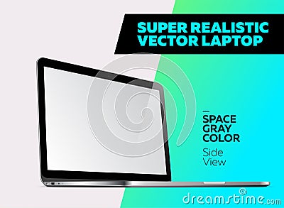 Super Realistic Vector illustration of Aluminum Laptop. Vector Illustration