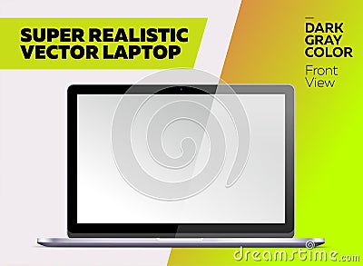 Super Realistic Vector Notebook with Blank Screen. Vector Illustration