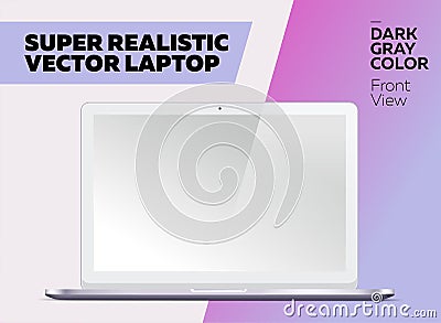 Super Realistic Vector Notebook with Blank Screen. Vector Illustration