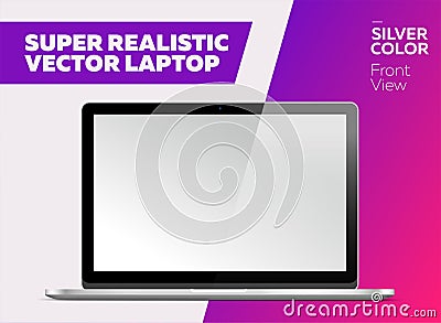 Super Realistic Vector Notebook with Blank Screen. Vector Illustration