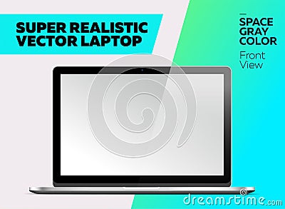 Super Realistic Vector Notebook with Blank Screen. Vector Illustration