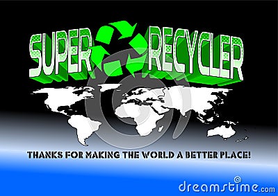 Super Recycler, sustainability ecology concept illustration Cartoon Illustration