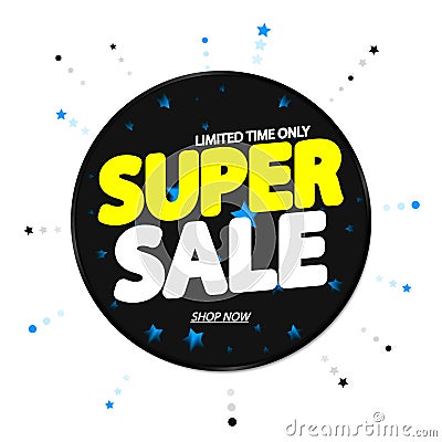Super Sale, banner design template, discount tag, promotion app icon, vector illustration Vector Illustration