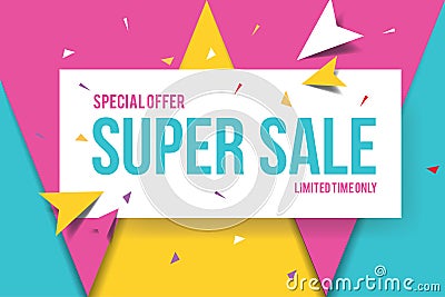 Super Sale Banner Template. Sale Banner Design. Abstract Sale Banner. Vector Illustration