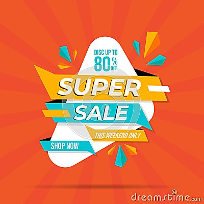 Super sale banner templete design for media promotions and social media promo Vector Illustration